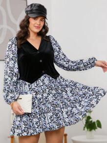 SHEIN LUNE SHEINLUNE Áo khoác nhung cỡ lớn cho nữ & Váy hoa mềm mại, Mùa xuân, Trang phục phương Tây cho nữ, Trang phục Nashville, Lễ Phục sinh, Trang phục giáo viên cho nữ, Lễ hội trang phục Rave, Váy Phục sinh cho nữ Mùa hè Boho Old Money - Nhiều màu - Xem 4