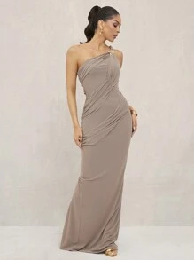 Lumalex Spring Summer Swimsuit Swimwear Swim Vacation Bohemian BOHO Sea Beach Hot Outdoor Richly Layered Wedding Season Banquet Coming Of Age Ceremony Beach Seaside  Festival Old Money Wedding Engagement Coming Of Age Ceremony Twisted Bodycon Metal Decor Women Long Dress,Graduation,Teacher Outfits For Women,Teacher Dress - Camel - View 6