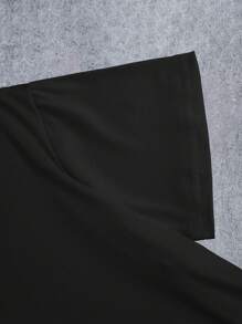 Manfinity Dauomo Plus Size Men's T-Shirt With Funny "My Ball Has Microplastic" Cat Meme Print - Black - View 4