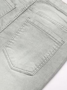 Manfinity Homme Plus Size Men Casual Front Button Pocket Distressed Denim Jeans - Grey - View 8