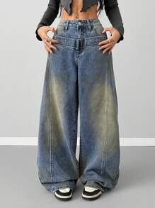 Coolane Dames Grunge Y2K Cargo Deconstructive Patchwork Jeans