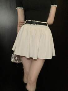 DAZY 女式休闲纯色褶皱迷你裙 夏季