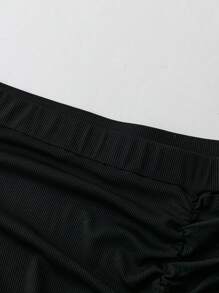 Franclia Plus 褶饰美人鱼下摆超长裙秋季 - 黑色 - 查看 5