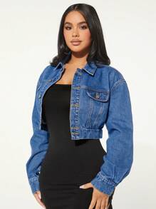 SHEIN SXY 女式长袖单排扣休闲百搭牛仔夹克