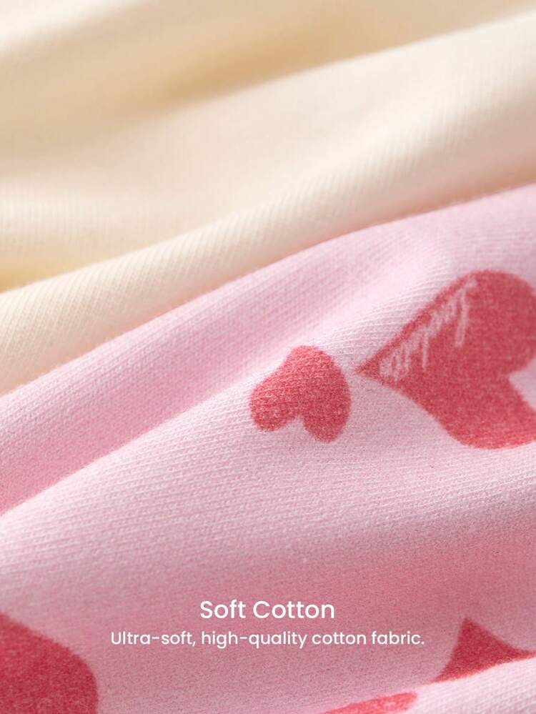 ハイライズ ソフトコットン ベーシックランジェリーショーツ 3枚セット - ハート柄