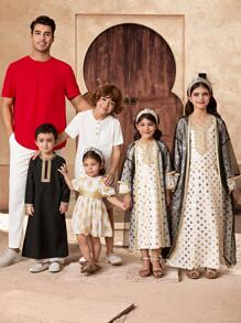 SHEIN DRMZ 女童梭织网眼开衫和梭织波点紧身连衣裙两件套 - 彩色 - 查看 6