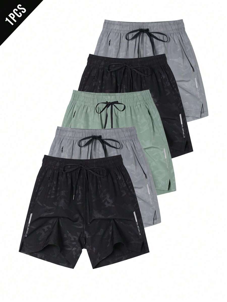 Manfinity Sport Corelite Quần short thể thao cạp rút họa tiết chữ Boyfriend Style dành cho nam, in họa tiết tinh tế, thường ngày, thể thao, dùng để tập thể dục, rèn luyện sức khỏe, mặc hàng ngày, đi chơi, mặc ở nhà, thoải mái và thoáng khí. - màu đen - Xem 1
