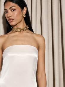 AiiRZ Đầm Maxi Satin Không Dây Thanh Lịch Đầm Dạ Hội Bandeau Dự Tiệc Cưới Khách Trang Trọng Dài Đến Sàn Không Tay Quyến Rũ Dạ Hội Ngày Lễ Dịp Đặc Biệt - Màu be - Xem 5