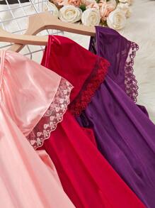 SHEIN 3 件套加大码纯色睡袍 - 彩色 - 查看 4