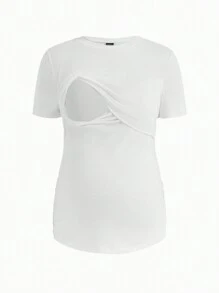 Modmama 3pcs Maternity Round Neck Short Sleeve Nursing T-Shirt