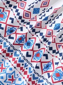 SHEIN Baby Girls Summer Cute Geometric Pattern Strap Sundress - White - View 10
