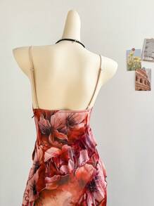 Soleia Women's Holiday Vintage Floral Print Ruffled Neck Layered Flounced Hem Sleeveless Long Dress,Dress For Women,Vacation Dress Women,Red Dress For Women,Birthday Dress For Women,Summer Dress For Women,Mardi Gras,Western Wear Woman,Mesh Dress,90s Clothes,Music Festival Outfit Women,Easter Dress Women,Graduation Dress,Vacation Outfits Women