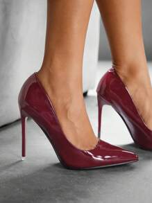 CUCCOO SZL Bombas de tacón de aguja de punta fina para mujer, tacones altos de moda color rojo