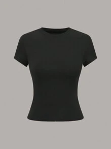 INAWLY Maglietta casual a manica corta con scollo tondo, versatile e semplice, taglie comode