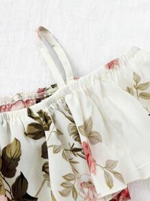 SHEIN Baby Girls & Mommy Matching Floral Print Strap Dress, Vacation Outfit - White - View 4