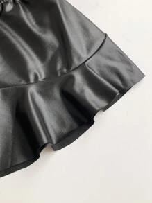 SHEIN Falda negra asimétrica y con diseño de arco, estilo casual y chic para uso diario, para bebé niña/infante/niña pequeña de 0 a 3 años