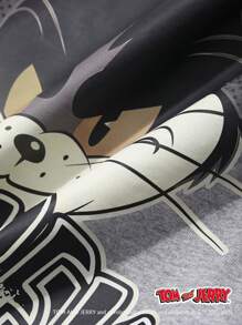 TOM AND JERRY X DAZY 休闲字母印花装饰卡通图案短袖和短裤两件套家居服套装睡衣 - 深灰色 - 查看 9