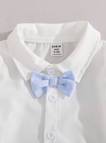 Set de 3 piezas de camisa blanca, chaleco y pantalones cortos para bebé/niño, con look de caballero y lindo, para salidas, fiestas y sesiones de fotos