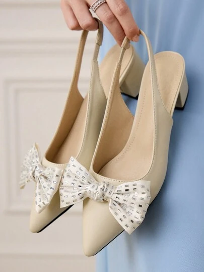 CUCCOO HITCHD Zapatos de tacón alto elegantes para boda y fiesta con decoración de moño para mujeres