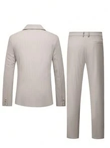 Manfinity Mode Conjunto de traje de moda Manfinity: Chaqueta y pantalones, moda minimalista, uso diario casual, regalos para el novio
