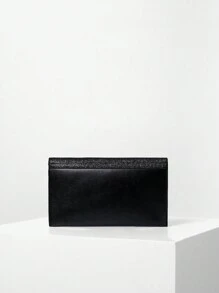 1pc Glittering V-Shaped Gold-Tone Metal Frame Women Evening Bag, Sparkly, Prom Bag For Party Winter Gifts