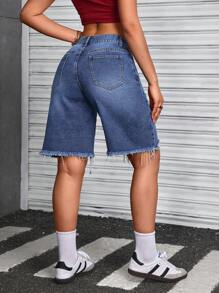 SHEIN ICON Women's Simple Fashion Casual Denim Shorts, Daily Wear