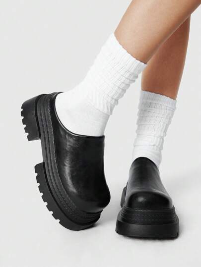Grunge Punk Zuecos mujer estilo gótico oscuro punk con puntera cerrada, perforados, sin cordones, tipo Mary Jane de plataforma