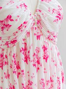 Soleia Đầm xòe hở lưng xếp ly in họa tiết hoa Boho cỡ lớn cho nữ, thích hợp cho kỳ nghỉ, trang phục trở lại trường, đầu thu, cho mùa hè - Nhiều màu - Xem 5