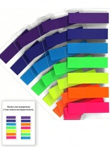 SHEIN Transparente Haftnotizen, 7 Farben, 7 Sets, wasserfest, beschreibbare Tags für Studenten zum Lesen, Markieren von Notizbüchern, Büroartikel als Stationery, Valentinstag, Hochzeit, Geburtstag