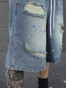 Manfinity LEGND Plus Size Men's Casual Front Tie Pocket Straight Leg Jeans - Medium Wash - View 8