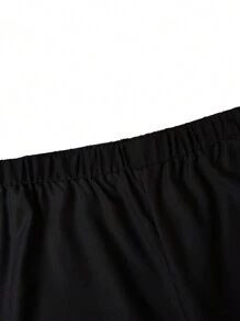 SHEIN LUNE 大码女式复古浪漫黑色花卉印花裤