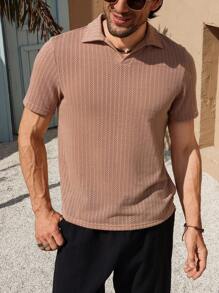 Manfinity Homme 男式休闲纯色穿孔纹理短袖 Polo 衫