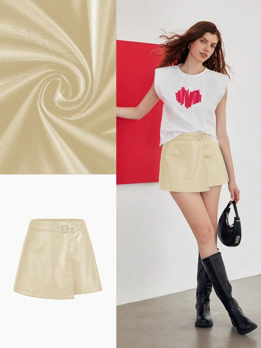 MOTF STUDIO PU GROMMET EYELET WRAP SHORTS - White - View 2