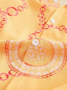 Manfinity AFTRDRK Camisa de manga larga de solapa única con estampado de cadena para hombre