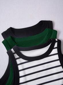 Chiquease Casual Versatile Minimalist Round Neck Fitted Tank Top - Dark Green - View 6