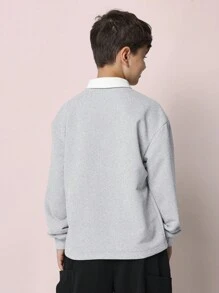 SUMWON Camisa de rugby casual oversize, clásica camiseta deportiva de manga larga con estilo escolar, perfecta para la clase de deportes y uso diario