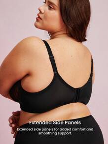 LUVLETTE 女士刺绣优雅内衣休闲曲线透视全覆盖支撑透气钢圈性感无衬里心形黑色蕾丝迷你文胸新娘内衣 - 黑色 - 查看 5