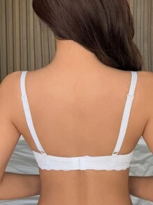 DAZY Damen Spitze Tief-Ausschnitt Gepolsterter BH, einfarbige Sammelunterwäsche