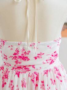 Soleia Đầm xòe hở lưng xếp ly in họa tiết hoa Boho cỡ lớn cho nữ, thích hợp cho kỳ nghỉ, trang phục trở lại trường, đầu thu, cho mùa hè - Nhiều màu - Xem 7