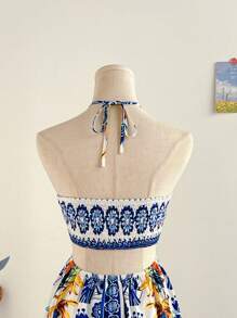Soleia Vestido mini de mujer escote halter sin espalda, informal para vacaciones