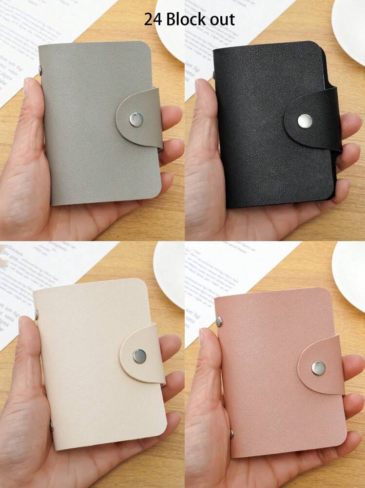 1pc Unisex Bank Card Bag With 24/26 Plastic Insert Slots With Buttons, Anti-Theft And Anti- Demagnetization Bank Certificate Storage Bag, Slim Pocket Wallet Id Card Organizer Business Card Easy To Sort And Separate Various Bank Cards, VIP Cards(Available In Multiple Colors), Boho Vibes - Black - View 3