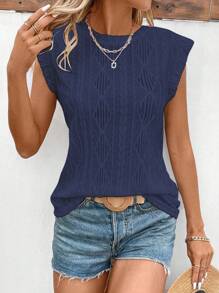 SHEIN LUNE 女士纯色无袖休闲简约 T 恤，时尚日常穿着