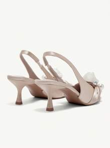 CUCCOO CHICEST Floral Pearl Decor Open Back Pointed Toe High Heel Sandals For Women Spring Break Easter Prom Heels