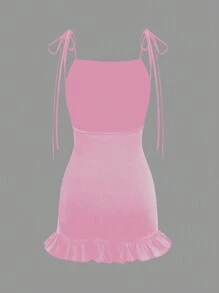 Flirla Vestido corto de mujer con cola de sirena y espalda descubierta de unicolor