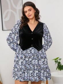 SHEIN LUNE SHEINLUNE Áo khoác nhung cỡ lớn cho nữ & Váy hoa mềm mại, Mùa xuân, Trang phục phương Tây cho nữ, Trang phục Nashville, Lễ Phục sinh, Trang phục giáo viên cho nữ, Lễ hội trang phục Rave, Váy Phục sinh cho nữ Mùa hè Boho Old Money - Nhiều màu - Xem 3