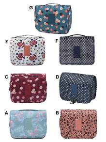 1 pieza Bolsa de aseo de viaje impermeable y grande con gancho (varios colores disponibles), bolso plegable, organizador de maquillaje de gran capacidad para maquillaje, cosméticos, afeitadoras y artículos de cuidado personal como lápiz labial, pinceles, cuidado de la piel, teléfono móvil, monedas, artículos pequeños, para el hogar, regalo, vacaciones, uso multifuncional, estilo bohemio