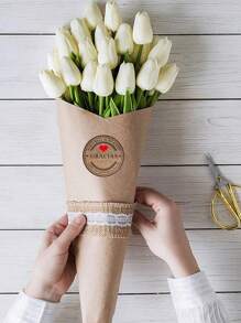 SHEIN 500 张/卷天然牛皮纸橄榄枝形手工爱心贴纸适用于节日烘焙装饰、情人节 - 棕色 - 查看 2