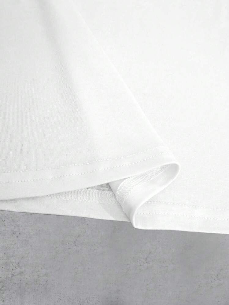 Manfinity Dauomo 鱼表情包图案印花男式加大码 T 恤 - 白色 - 查看 5