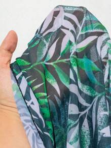 Swim Lushoire Women's Tropical Plant Print Short Sleeve Cover Up Dress, Resort Wear, For Summer Beach Vacation