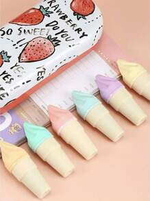 6 pezzi Mini evidenziatori portatili a forma di cono dolce, fluorescenti, per il ritorno a scuola